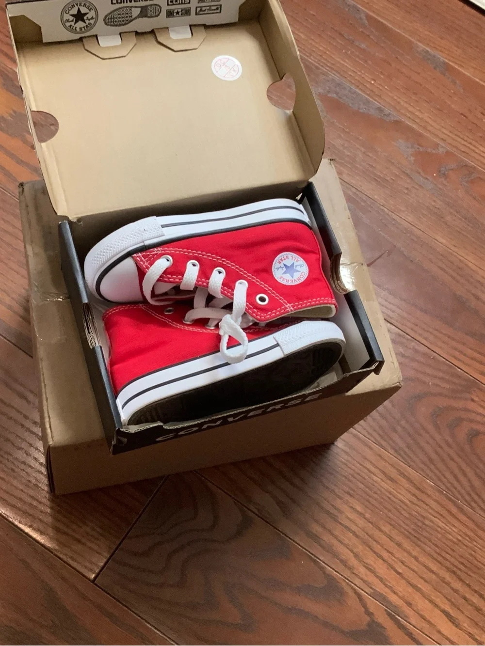 Converse Kids Red and White High-Top Canvas Sneakers